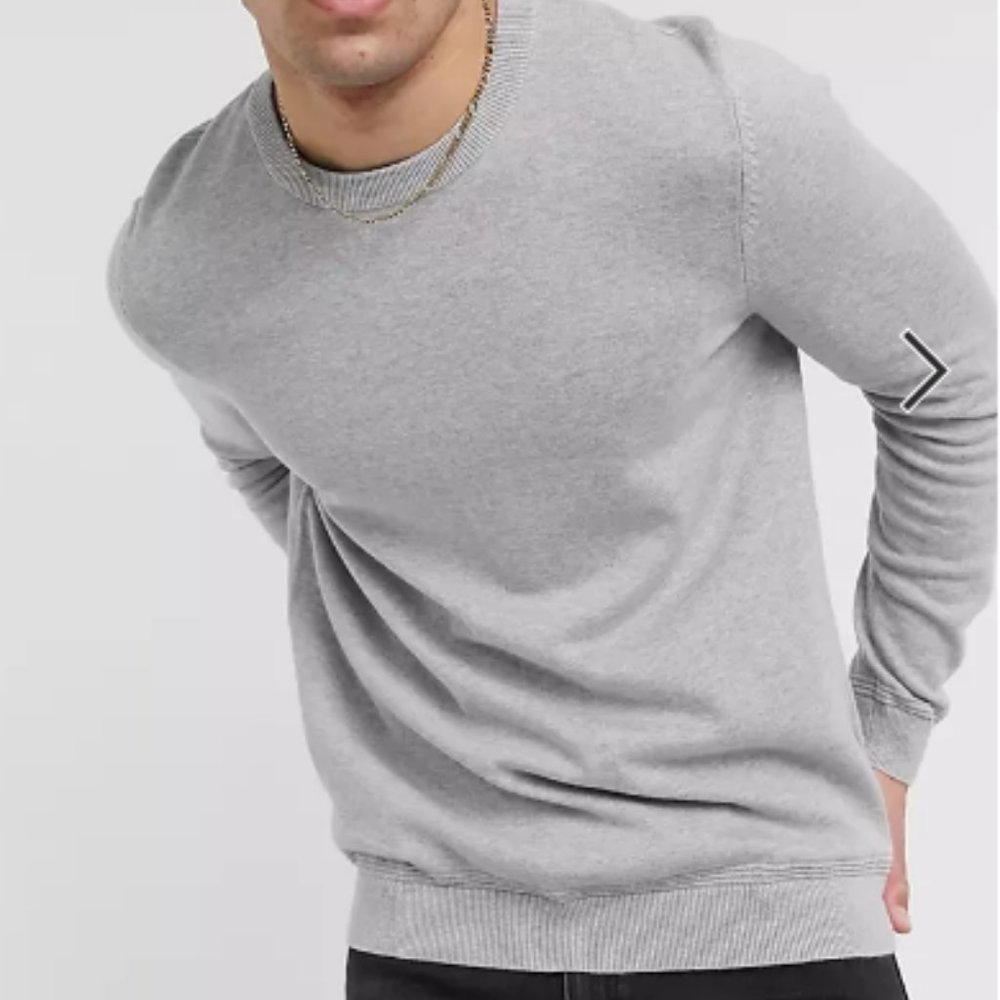 Topman Heather Gray Crew Sweater